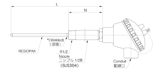 T96N：屋外形シース熱電対の画像