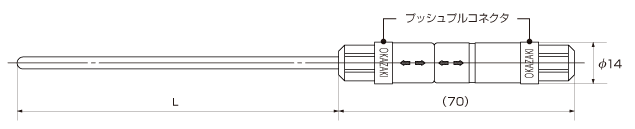 プッシュプルコネクタ付き温度センサーの外観の画像
