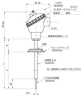 高速応答サニタリ白金測温抵抗体の画像